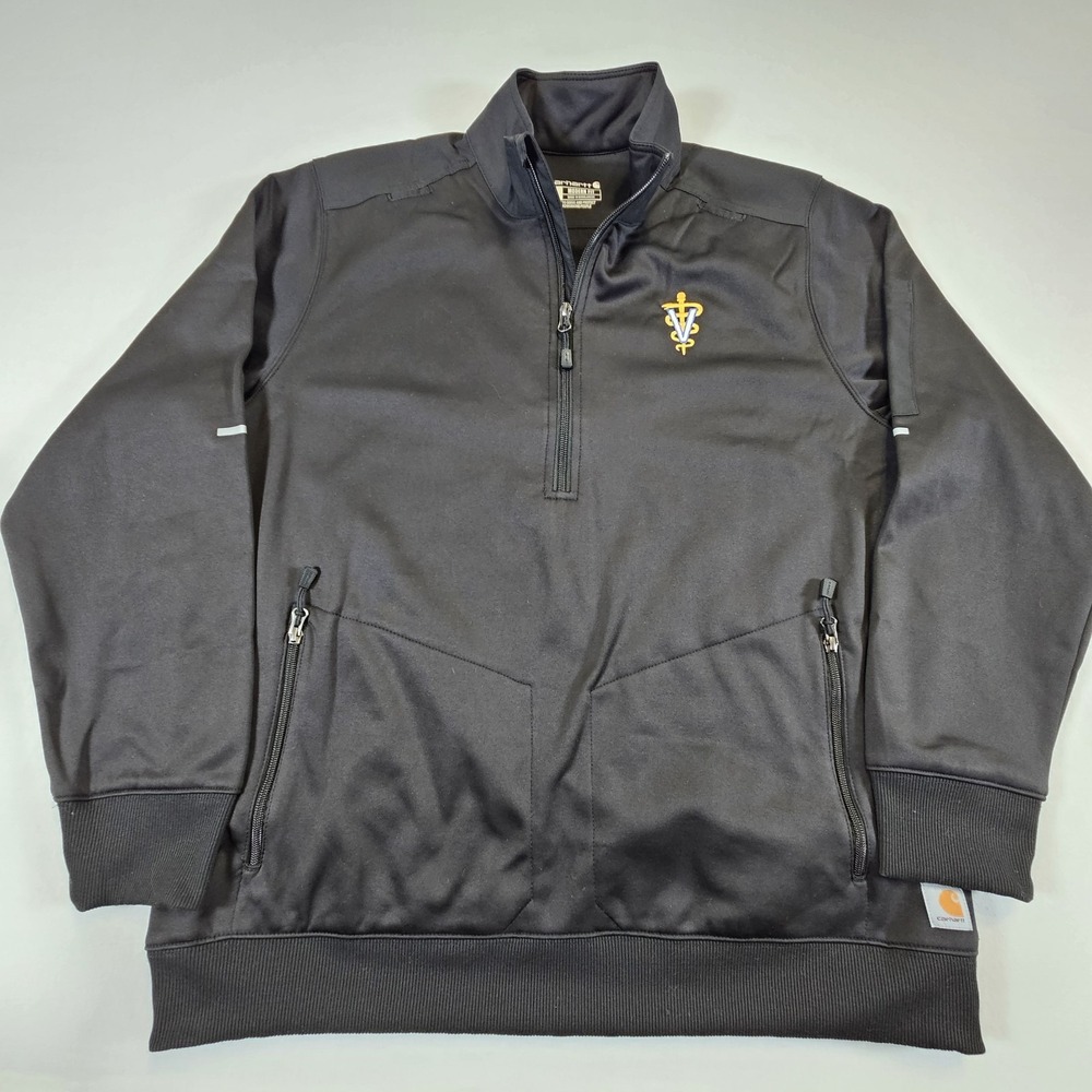 Carhartt Jacket Mens Large Black Veterinarian Logo Rugged Scrub Half Zip‎ - Picture 2 of 14